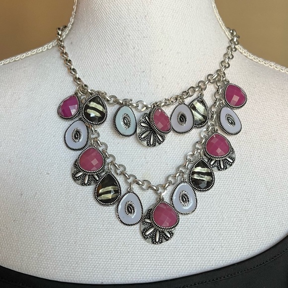 Premier Designs Jewelry - Premier Designs Antiqued Bib Necklace with Ornate Plated and Resin Pieces Purple